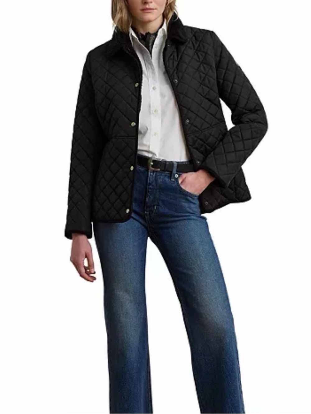 Ralph Lauren Black Quilted Button Front Jacket